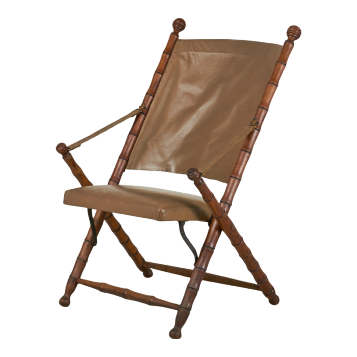 victorian faux bamboo folding leather sling chair 5556