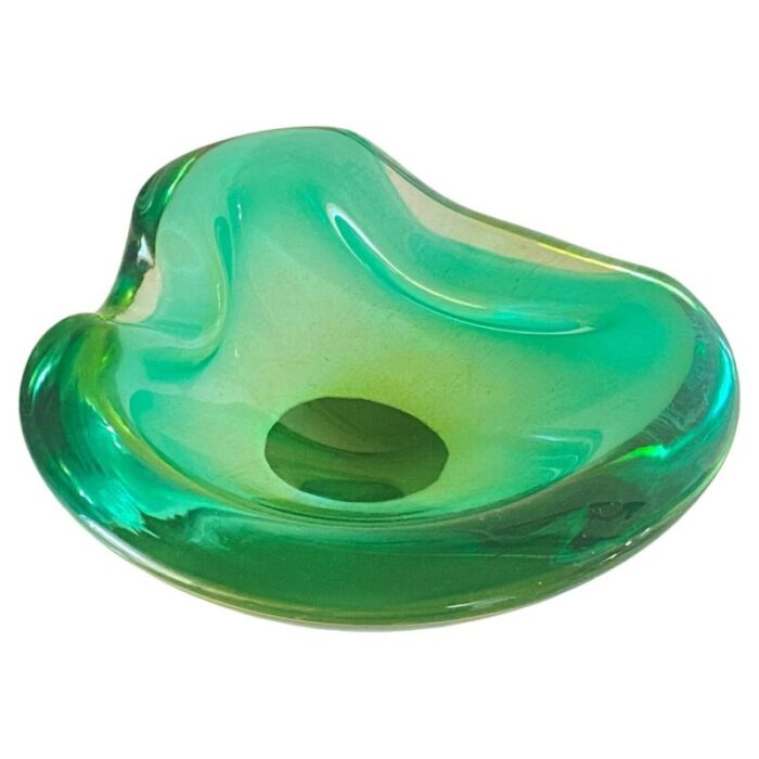 vide poche or ashtray in green murano glass italy 1970s 1