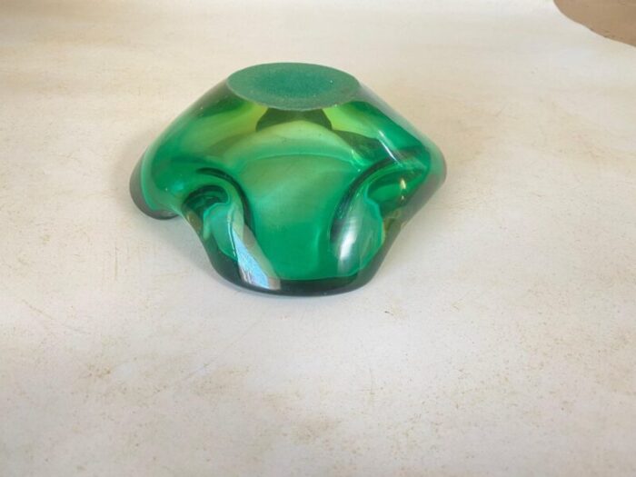 vide poche or ashtray in green murano glass italy 1970s 12