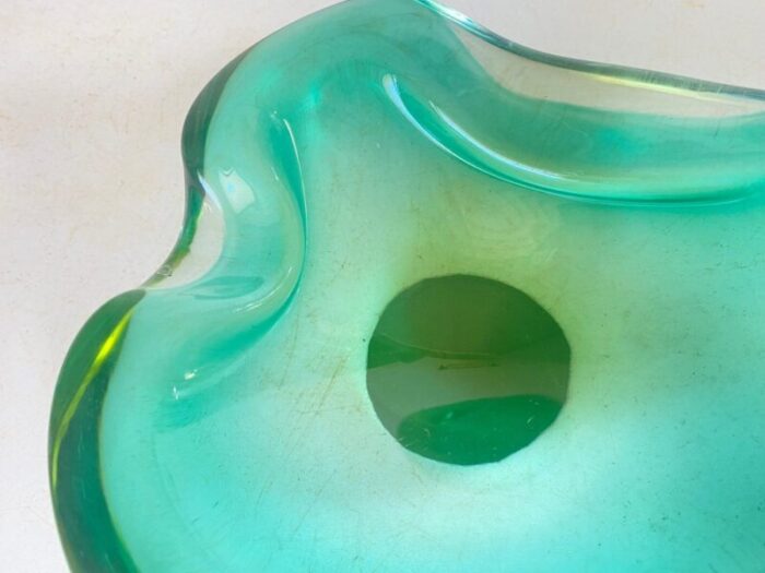 vide poche or ashtray in green murano glass italy 1970s 15