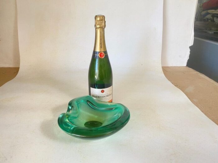 vide poche or ashtray in green murano glass italy 1970s 17