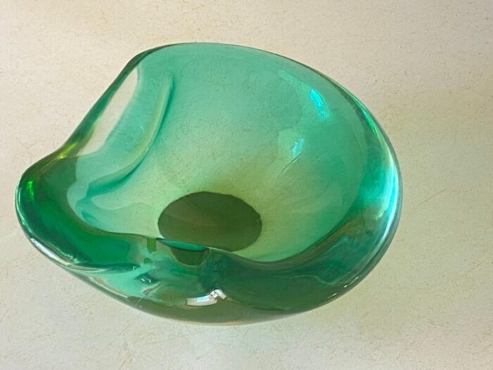 vide poche or ashtray in green murano glass italy 1970s 2