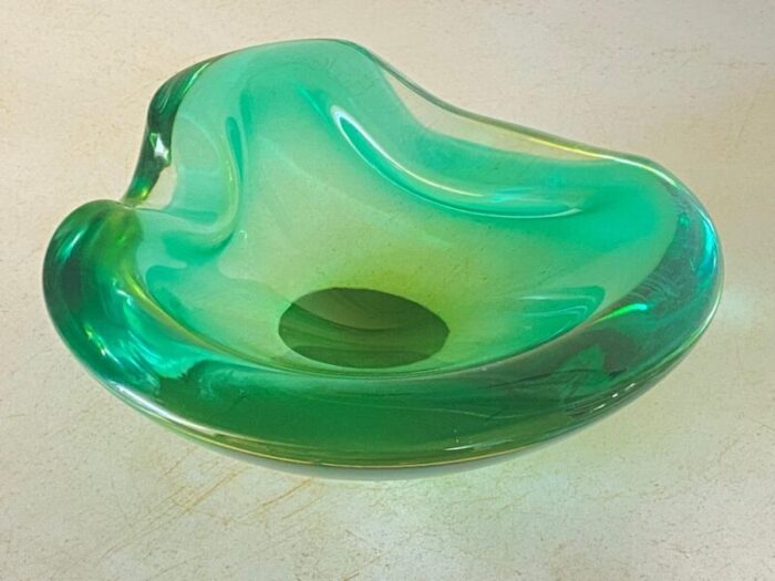 vide poche or ashtray in green murano glass italy 1970s 3