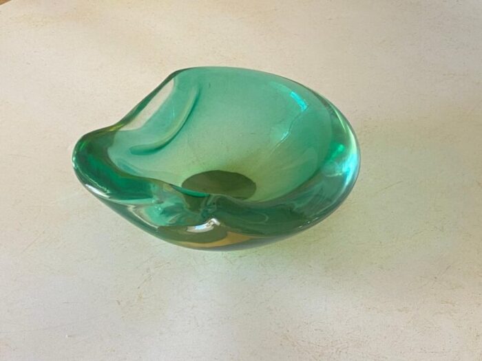 vide poche or ashtray in green murano glass italy 1970s 4