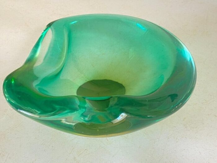 vide poche or ashtray in green murano glass italy 1970s 7