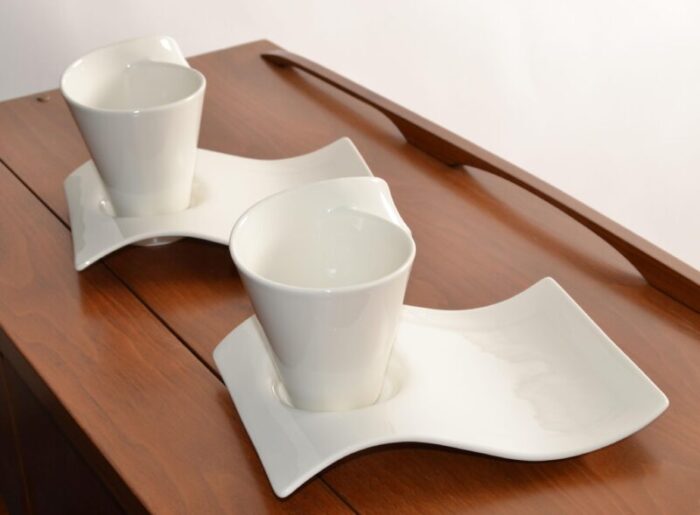 villeroy and boch germany solid white new wave breakfast service 4 pieces 0875