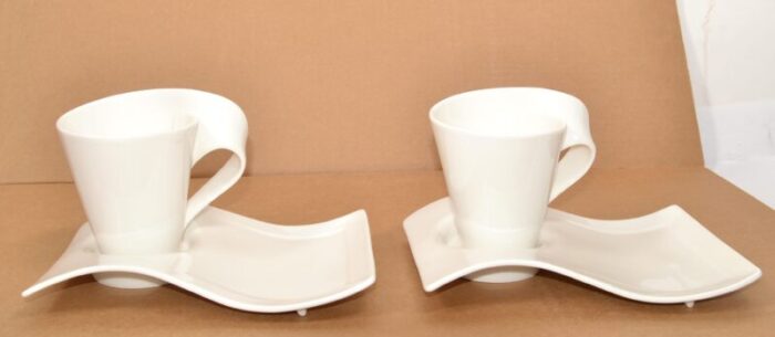 villeroy and boch germany solid white new wave breakfast service 4 pieces 2652