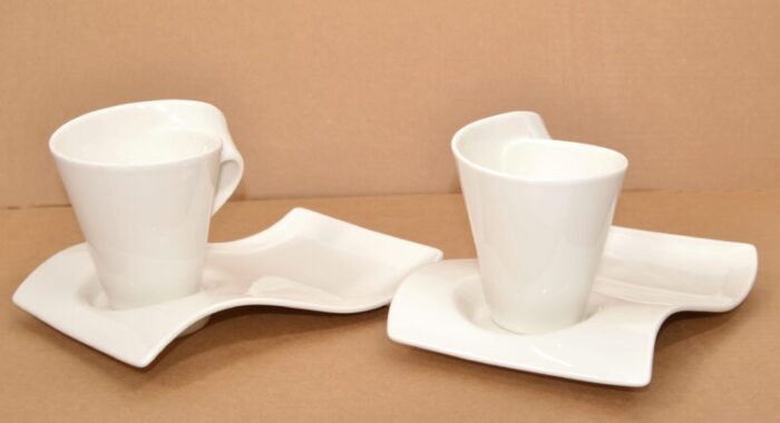 villeroy and boch germany solid white new wave breakfast service 4 pieces 4100