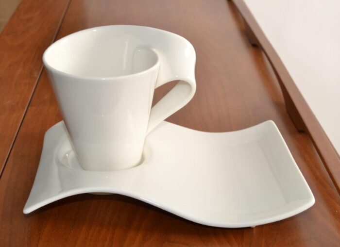 villeroy and boch germany solid white new wave breakfast service 4 pieces 6219