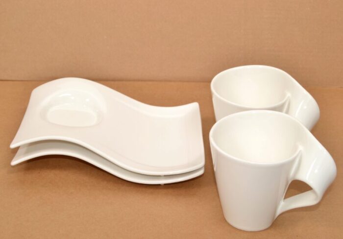 villeroy and boch germany solid white new wave breakfast service 4 pieces 7258