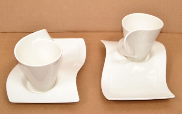 villeroy and boch germany solid white new wave breakfast service 4 pieces 8027