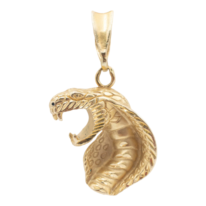 vintage 14k yellow gold cobra snake pendant 6637