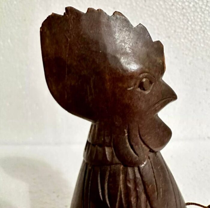 vintage 1900s carved wood ss sarna rooster bell 7322