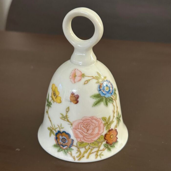 vintage 1900s floral and butterfly porcelain bell 8260