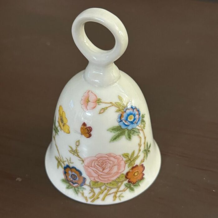 vintage 1900s floral and butterfly porcelain bell 8702