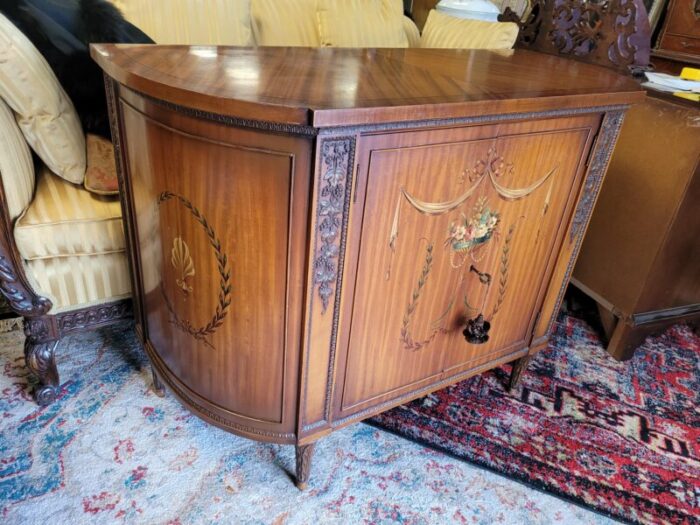 vintage 1930s adams decorated satinwood credenza 0688