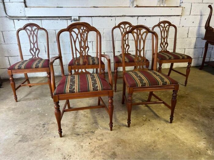 vintage 1930s regency style reeded leg dining chairs set of 6 9172