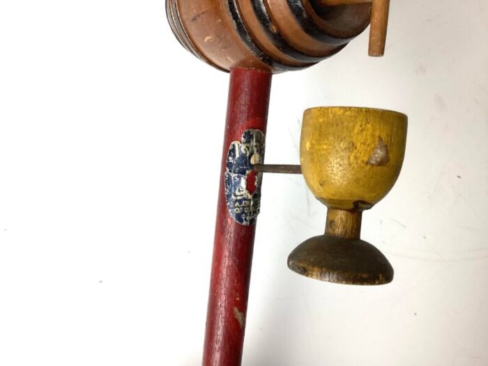 vintage 1933 worlds fair walking stick with beer barrel handle and cup 0642