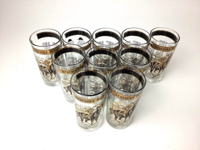 vintage 1971 kentucky derby official mint julep tumbler glasses set of 10 2815