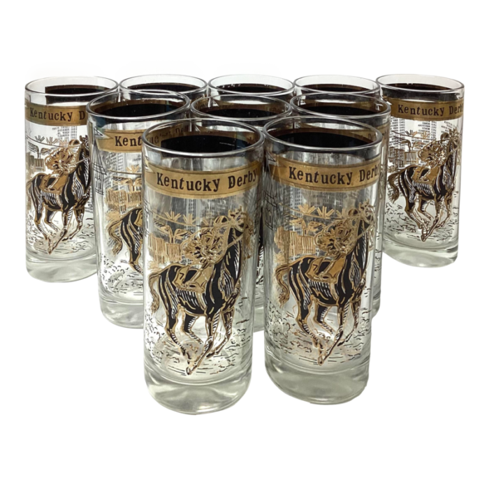 vintage 1971 kentucky derby official mint julep tumbler glasses set of 10 5834