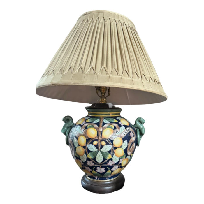 vintage 1980s italian majolica urn lamp 6762