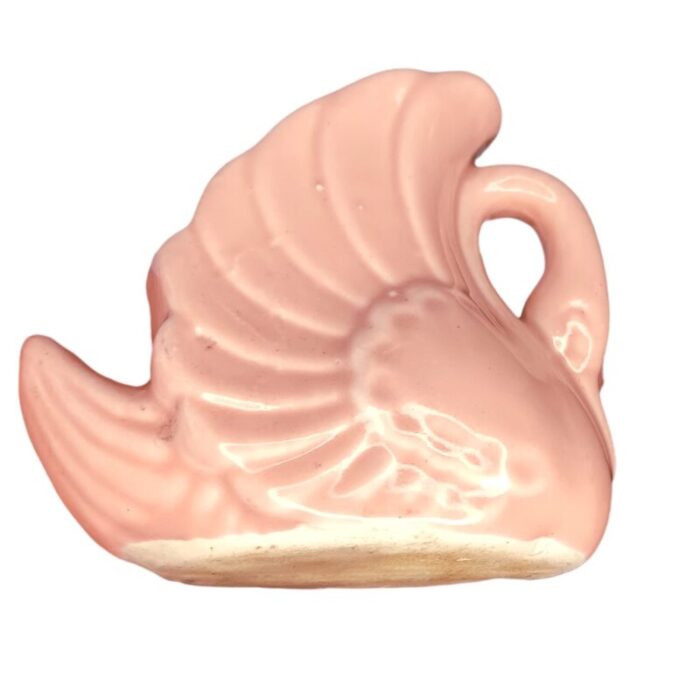 vintage art deco swan light pink pottery planter vase 4169