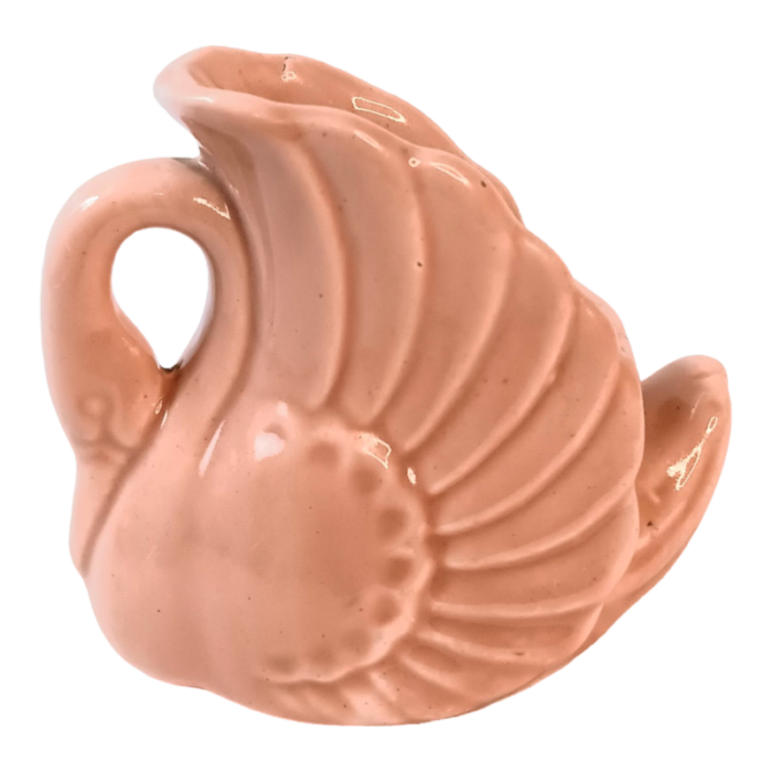 vintage art deco swan light pink pottery planter vase 5983