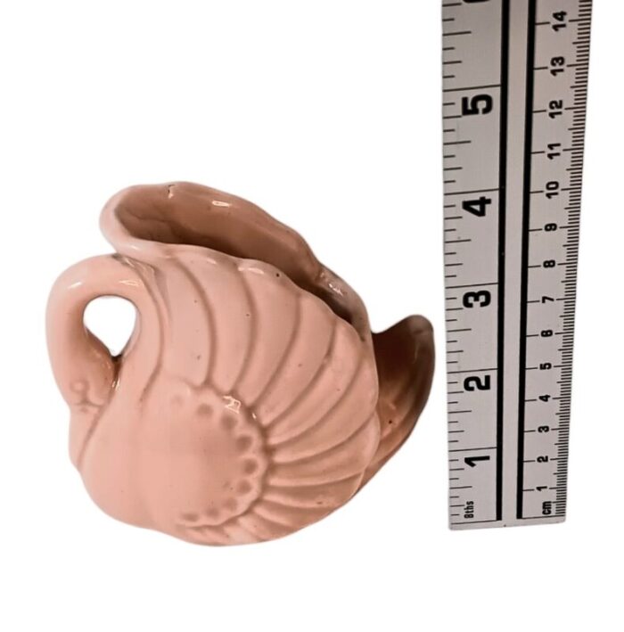 vintage art deco swan light pink pottery planter vase 6803