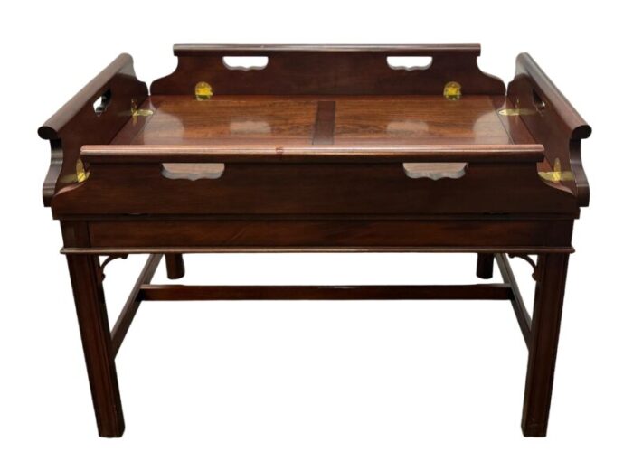 vintage baker historic charleston collection chippendale style mahogany butlers tray coffee table 0130