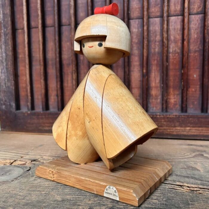 vintage bamboo kokeshi doll japan 1960s 4