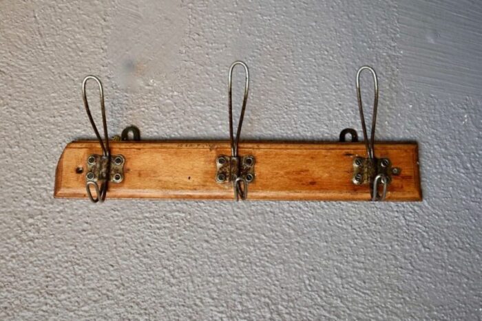 vintage bistro wood and metal coat rack 1950s 1