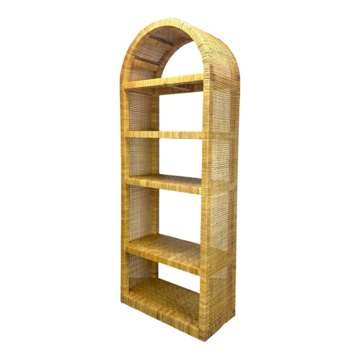 vintage boho chic bielecky brothers style rattan etagere bookcase 3153