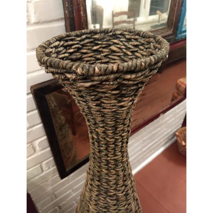 vintage boho chic wickertextile weave floor lamp 3823