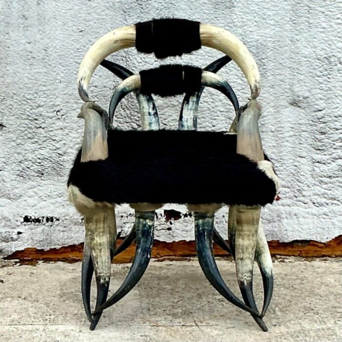 vintage boho sculptural horn chair 0602