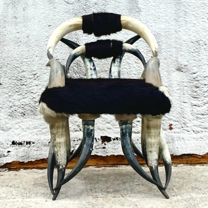 vintage boho sculptural horn chair 1227