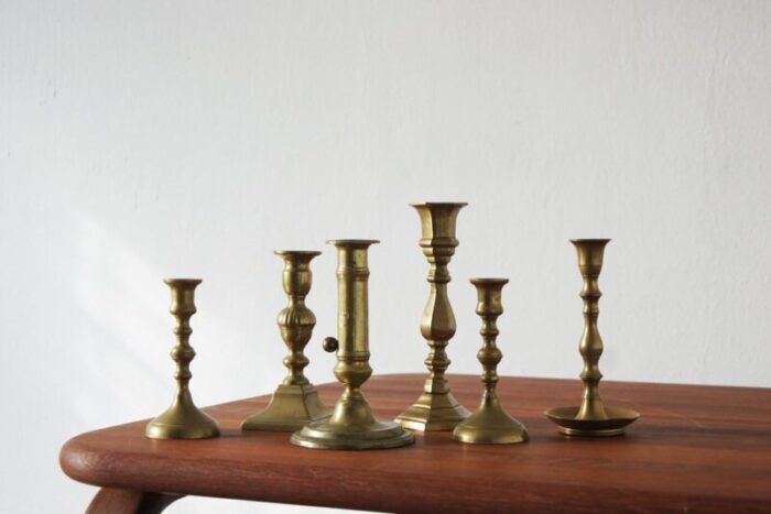 vintage brass candlesticks 1960s set of 6 1