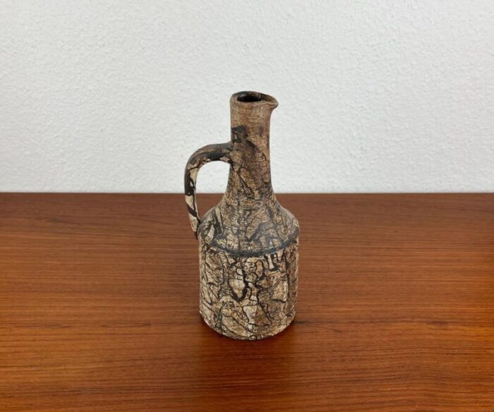 vintage brutalist german studio pottery carafe vase by gerhard liebenthron 1970s 10