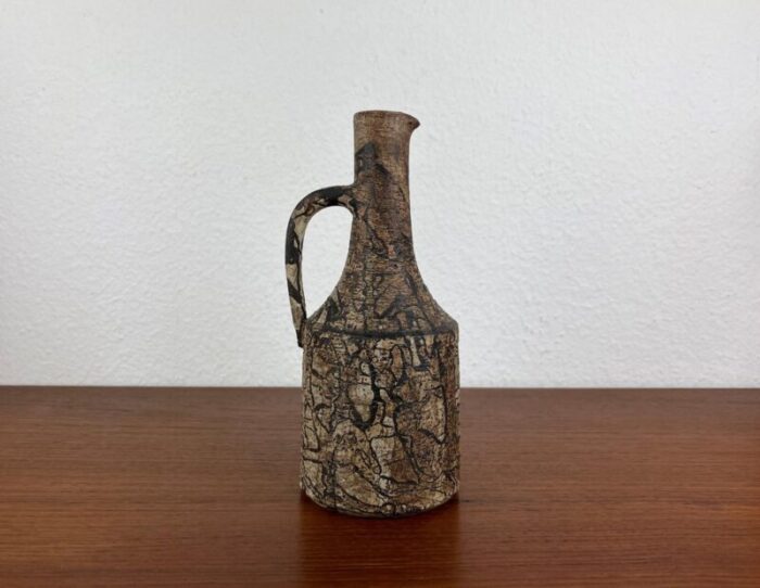 vintage brutalist german studio pottery carafe vase by gerhard liebenthron 1970s 4