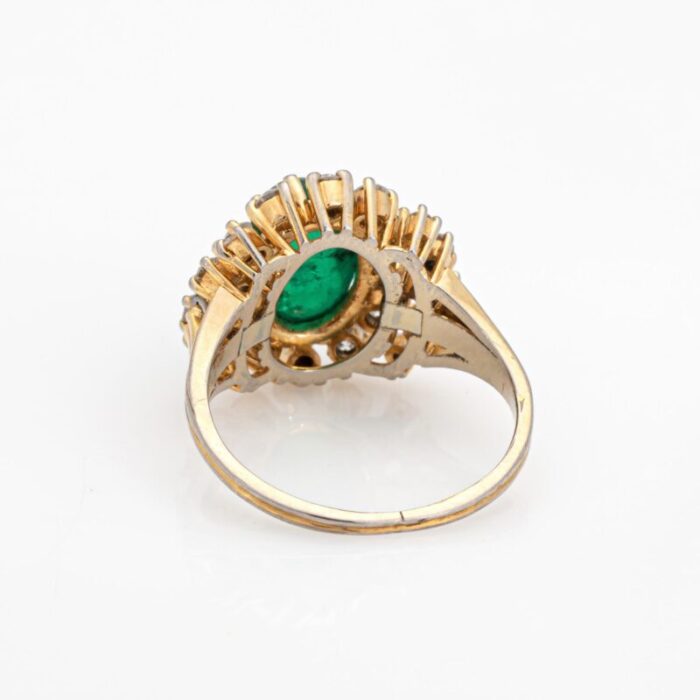 vintage cabochon emerald diamond 14k gold gemstone engagement ring size 575 9023