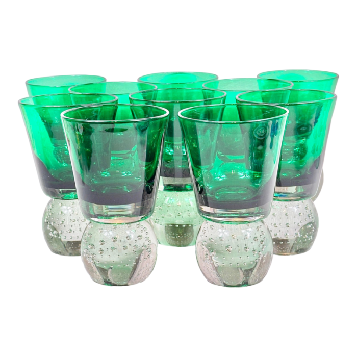 vintage carl erickson emerald bubble glass wine glasses set of 10 5808