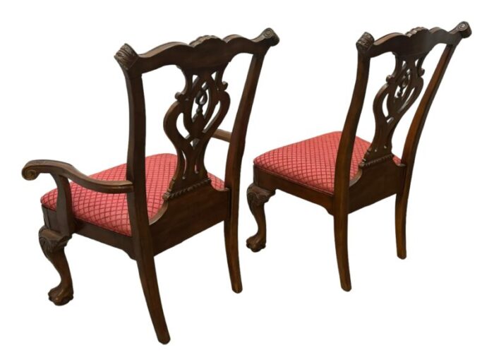 vintage chippendale style mahogany finish dining chairs set of 6 3327