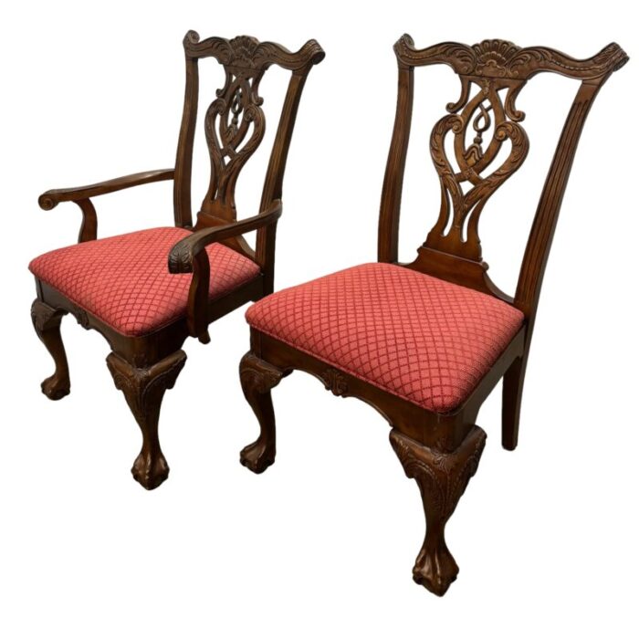 vintage chippendale style mahogany finish dining chairs set of 6 3965