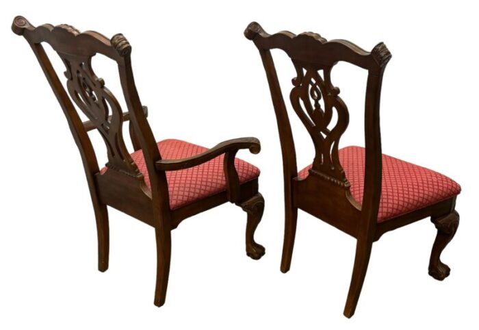 vintage chippendale style mahogany finish dining chairs set of 6 5352