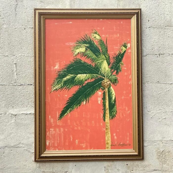 vintage coastal original palm tree oil painting 4940