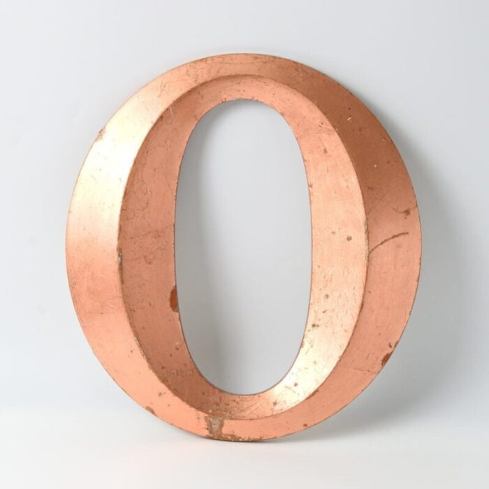 vintage copper colour letter o 1970s 1