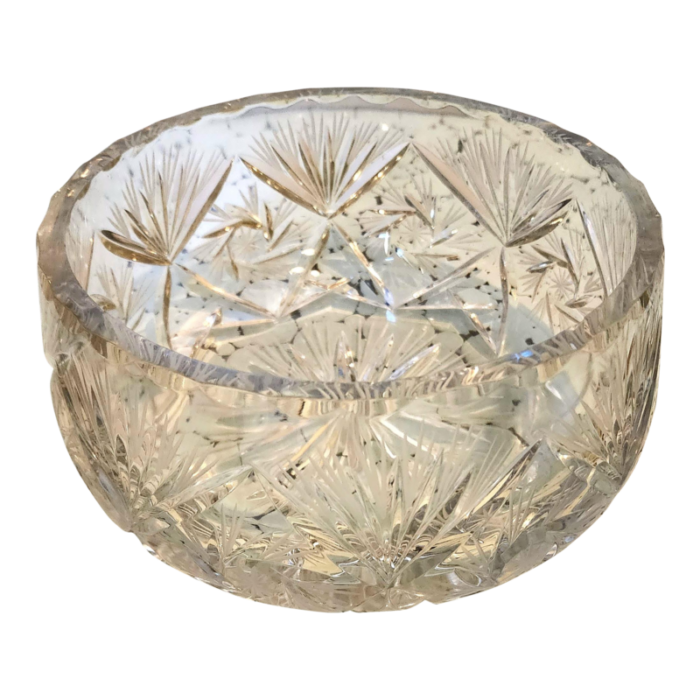 vintage crystal cut round bowl 4907