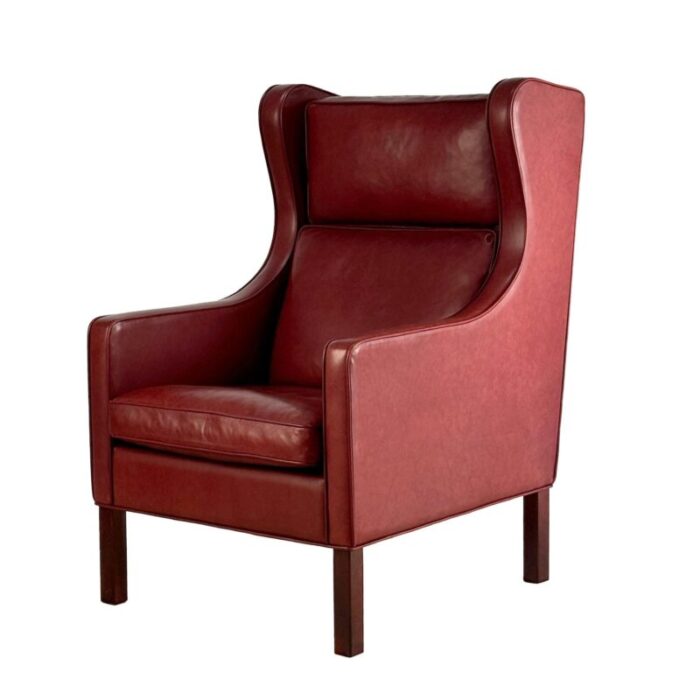 vintage danish merlot leather armchair and ottoman 3002