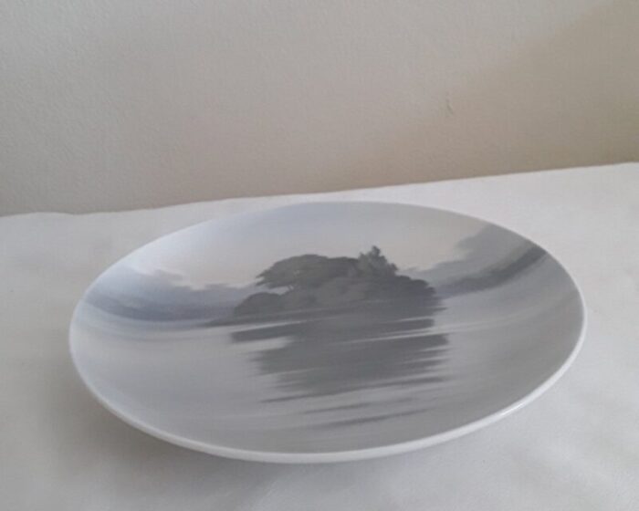 vintage danish wall plate in white glazed porcelain from bing groendahl 1970s 2