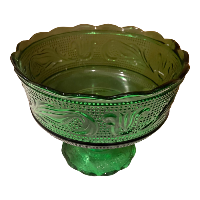 vintage emerald green compote bowl by e o brody 5955