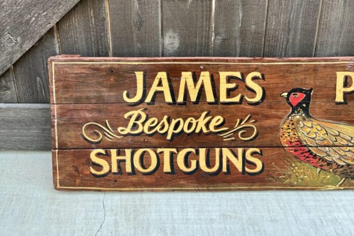 vintage english pub sign oak james purdey and sons shotguns pheasant lodge bespoke 6853